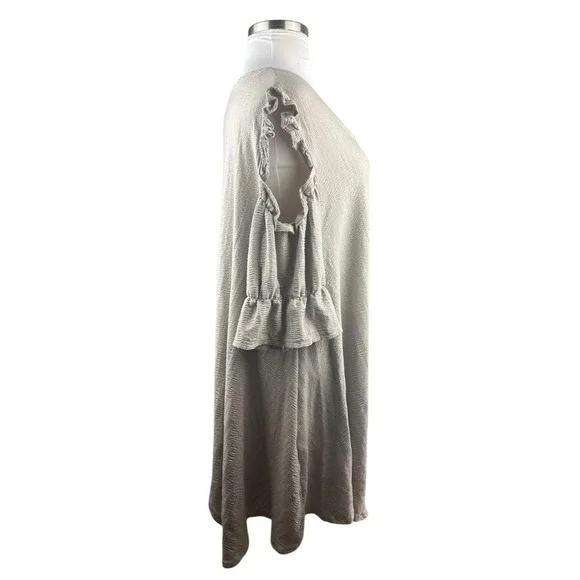 Farmhouse Frocks Cold Shoulder Lagonlook Oversized Tunic Top Tan Plus Size XXXL - Picture 7 of 16